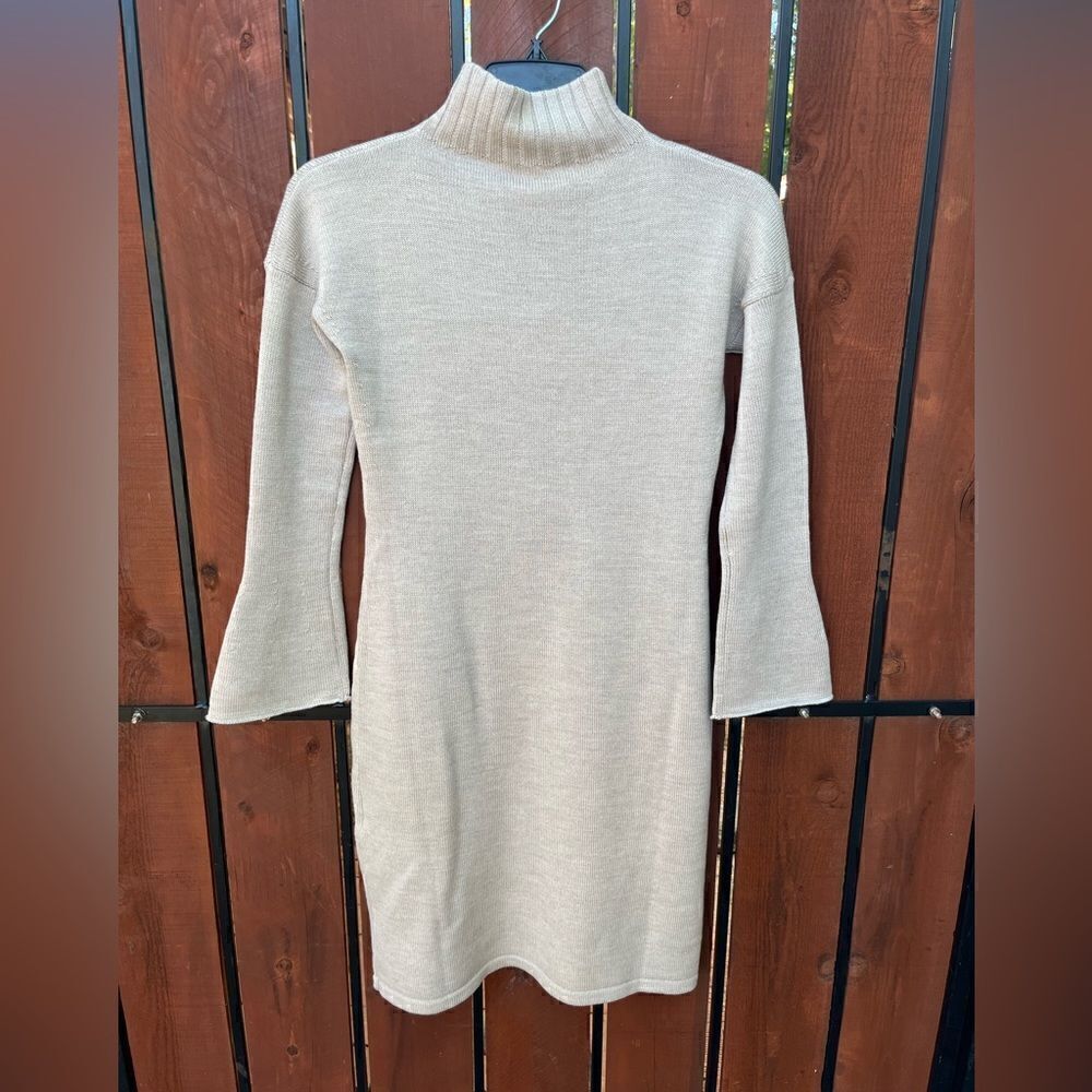 NWT MaxMara Leisure Navile Wool Sweater Turtleneck Dress Beige XS - Picture 5 of 8